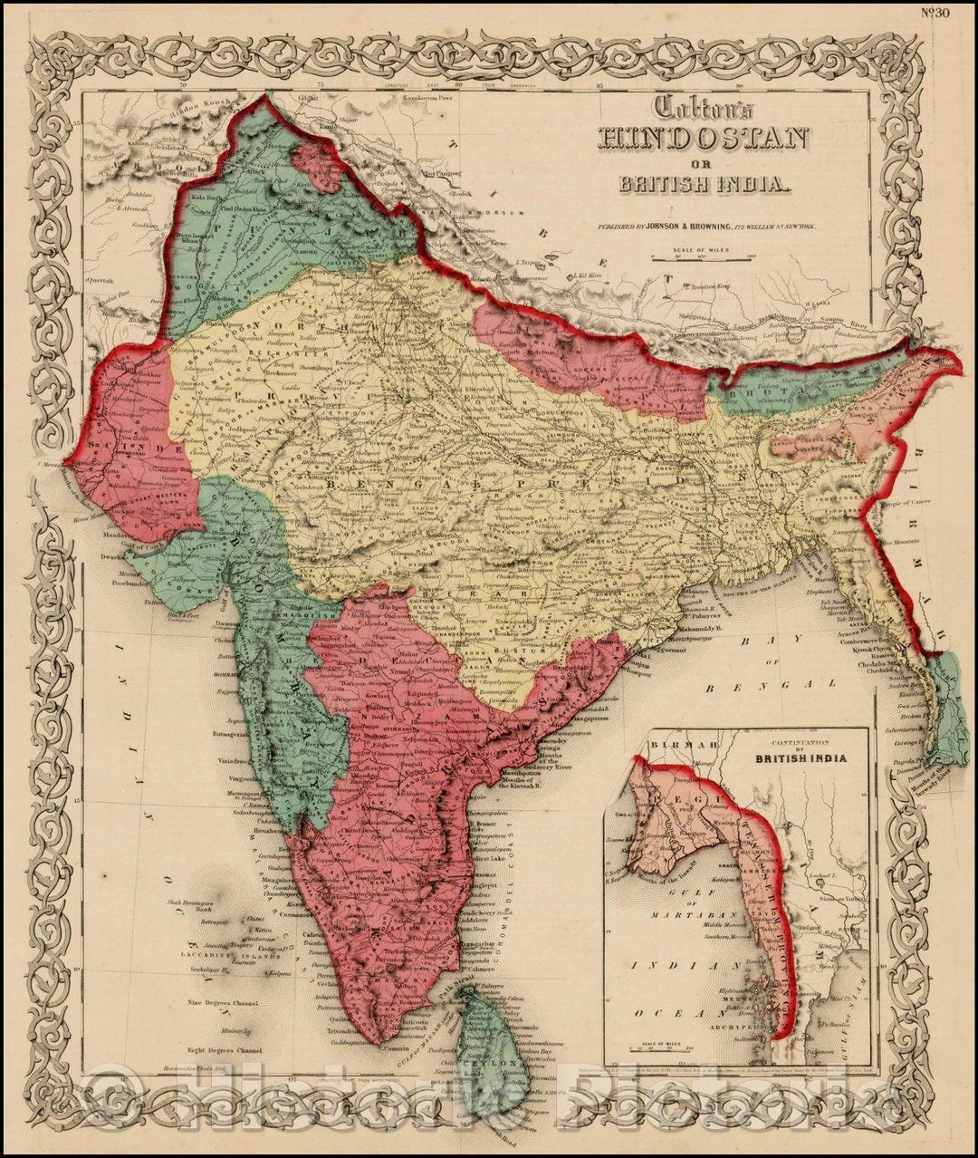 Historic Map - Colton's Hindostan or British India, 1859, Joseph Hutchins Colton v3