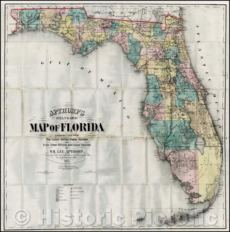 Historic Map - Apthorp's Standard Map of Florida Constructed From The Latest United States Surveys, 1877, William Lee Apthorp v1