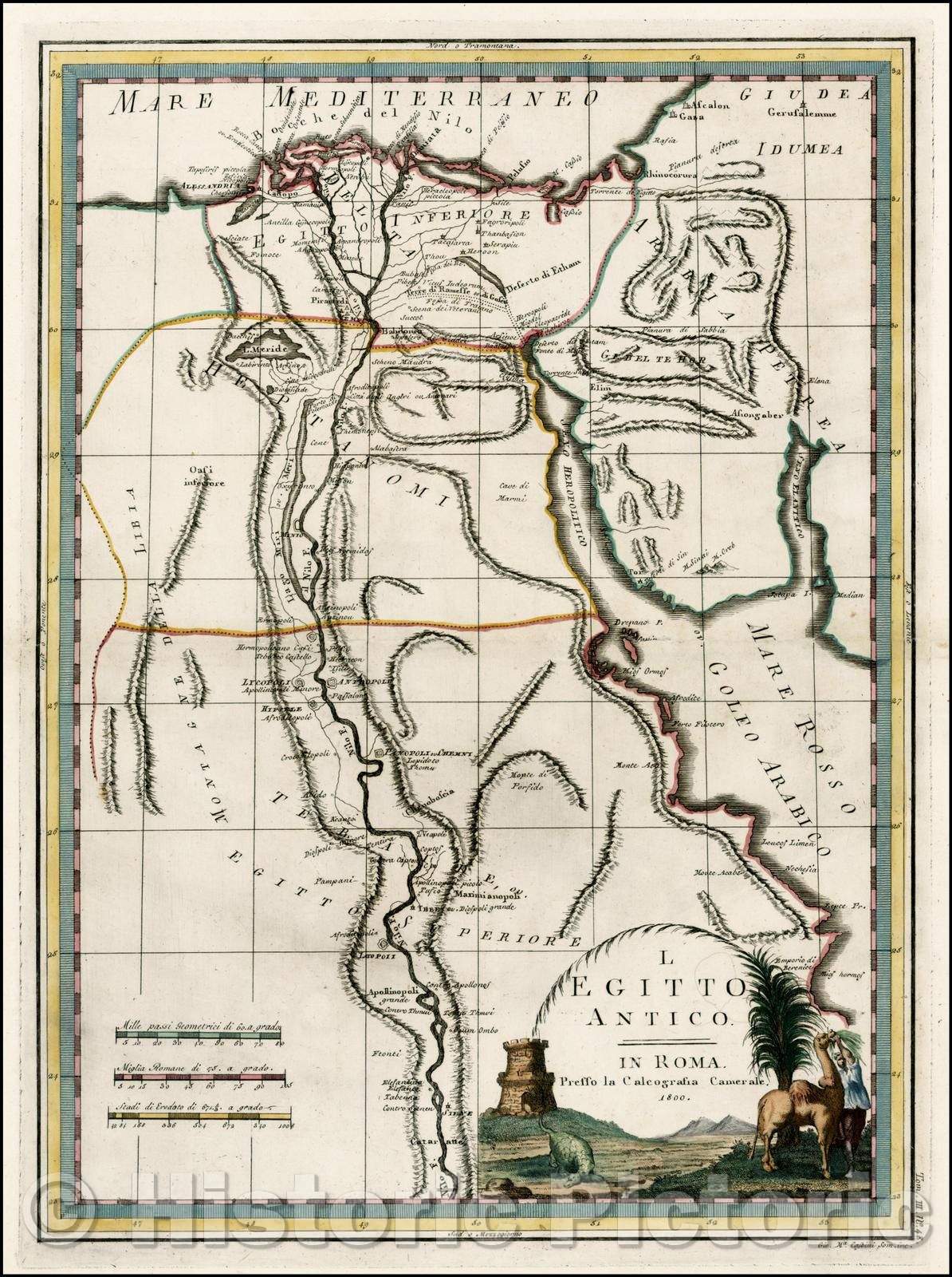 Historic Map - L Egitto Antico/Map of Egypt from the Red Sea and Nubian Desert to the Mediterranean, 1797, Giovanni Maria Cassini - Vintage Wall Art