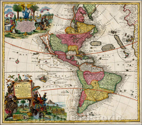 Historic Map - Novus Orbis Sive America Meridionalis et Septentrionalis, 1730, Matthaus Seutter v4