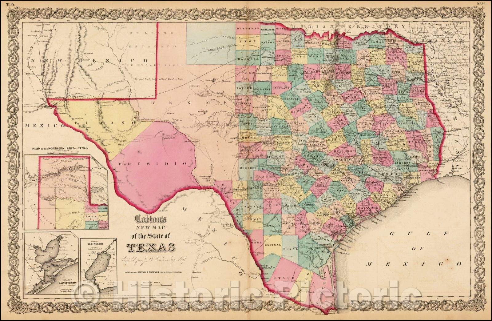 Historic Map - Colton's New Map of the State of Texas, 1859, Joseph Hutchins Colton v4