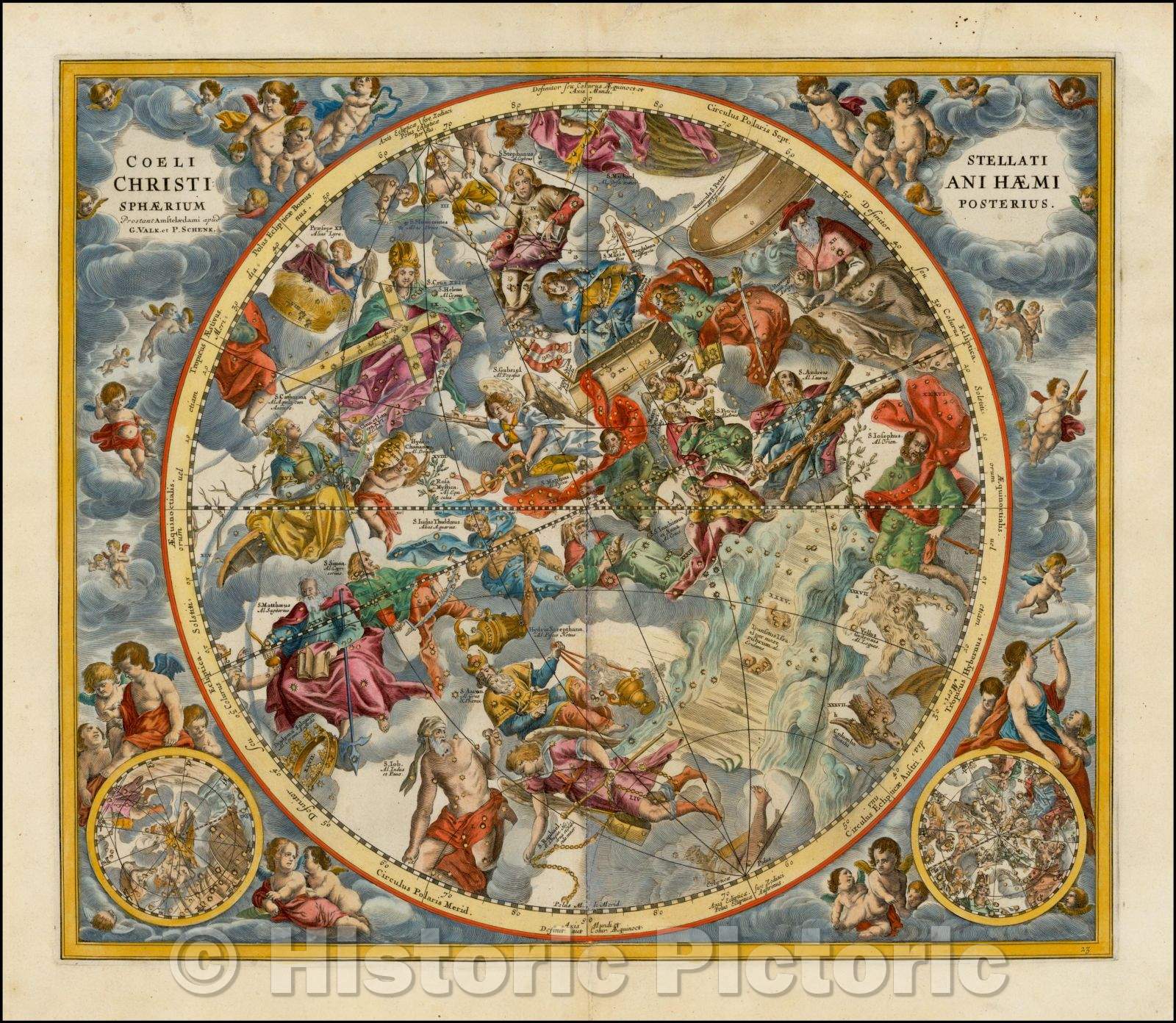 Historic Map Coeli Stellati Christiani Haemisphaerium Posterius 166 