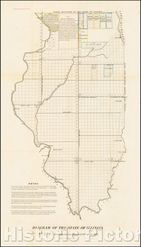 Historic Map - Diagram of the State of Illinois, 1838, U.S. General Land Office - Vintage Wall Art