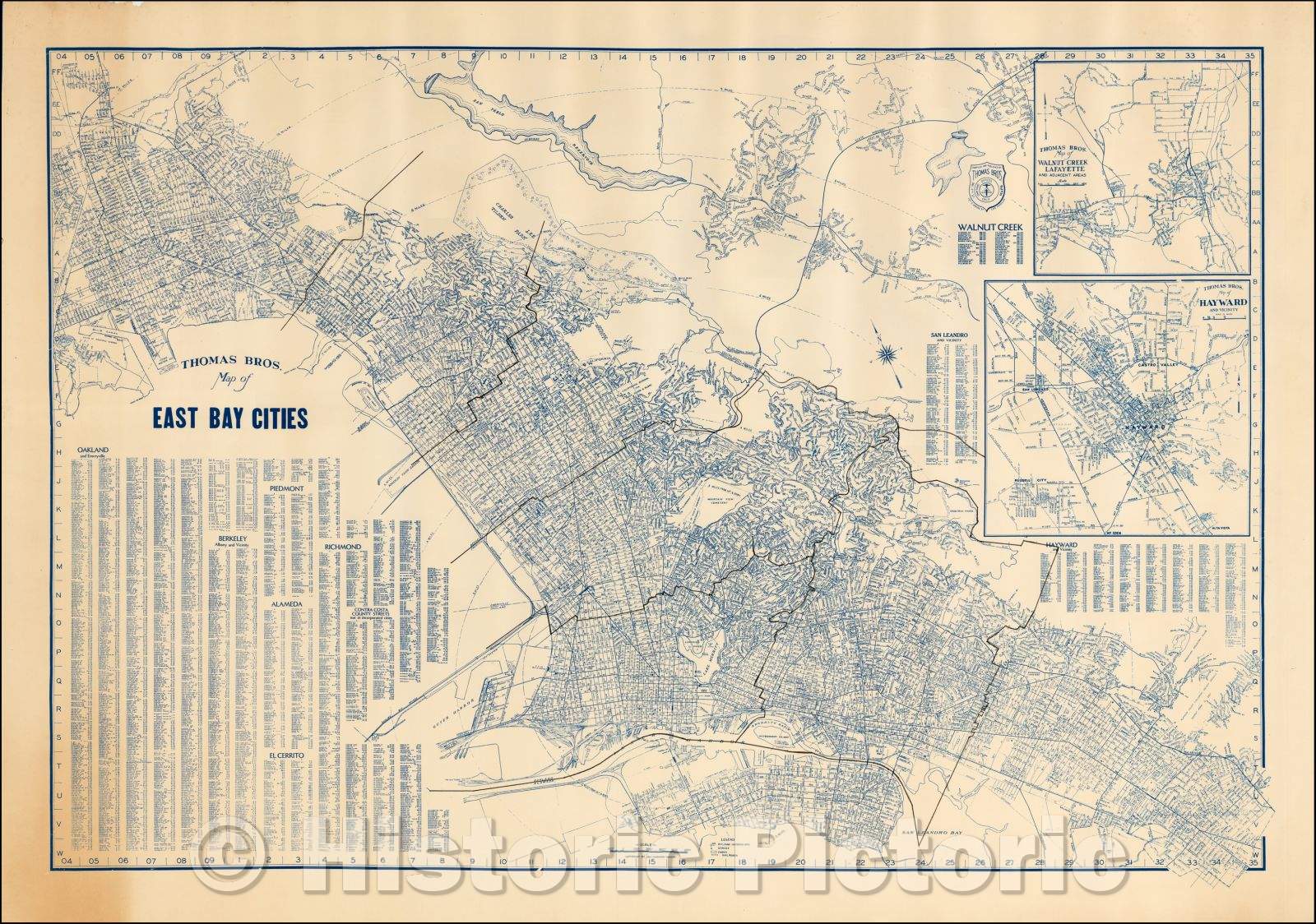 Historic Map - Thomas Bros. Map of East Bay Cities, 1920, Thomas Brothers - Vintage Wall Art