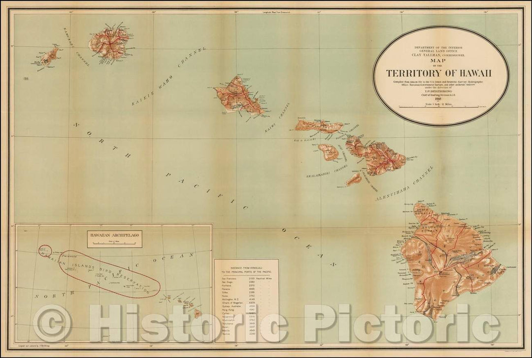Historic Map - Map Of The Territory of Hawaii, 1918, U.S. General Land Office v1