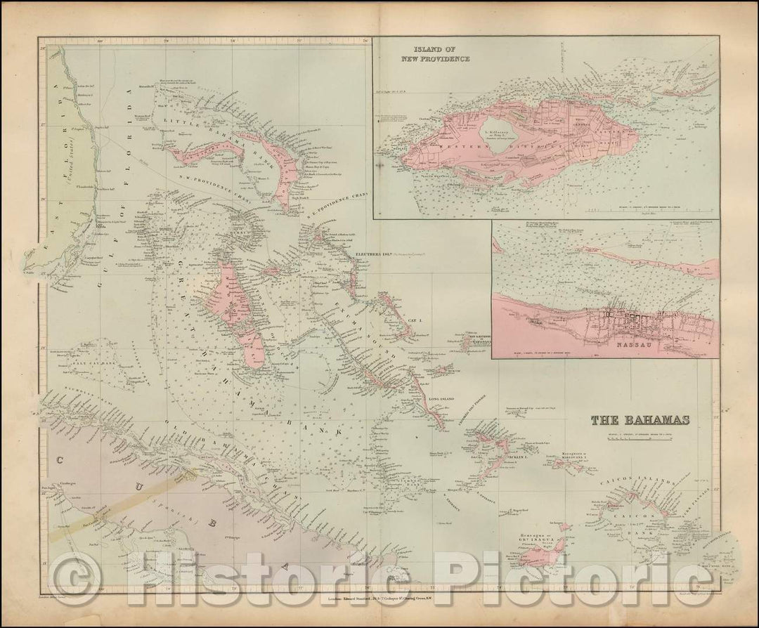 Historic Map - The Bahamas, 1896, Edward Stanford v1