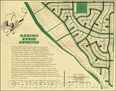 Historic Map - Apple Valley, California, Ranch Verde Estates, 1955, Anonymous - Vintage Wall Art