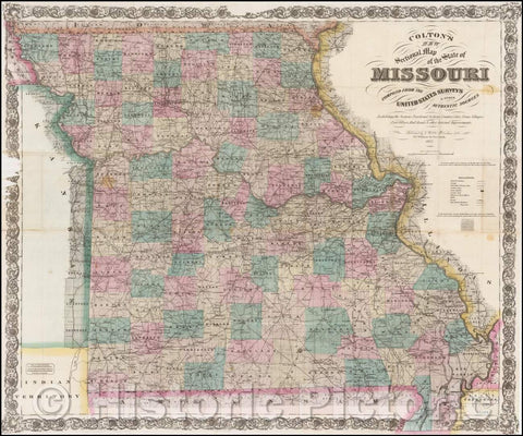 Historic Map - Colton's New Sectional Map of the State of Missouri, 1872, G.W. & C.B. Colton - Vintage Wall Art