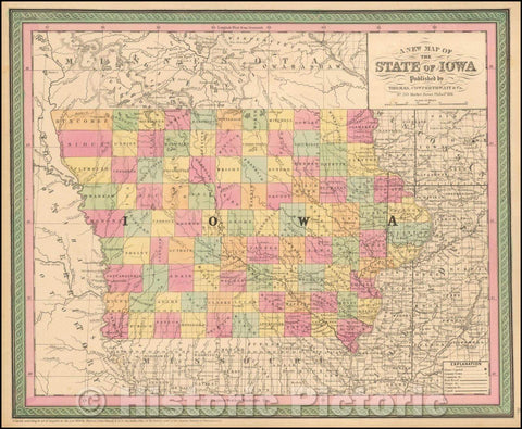 Historic Map - The State Of Iowa, 1854, Thomas, Cowperthwait & Co. - Vintage Wall Art