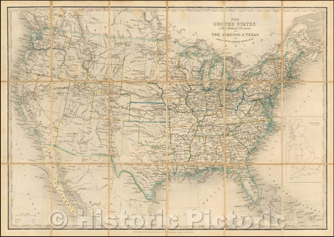 Historic Map - The United States & The Relative Position of The Oregon & Texas, 1868, James Wyld - Vintage Wall Art