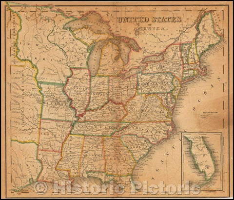 Historic Map - United States of America (massive Iowa Territory), 1838, Henry Schenk Tanner - Vintage Wall Art