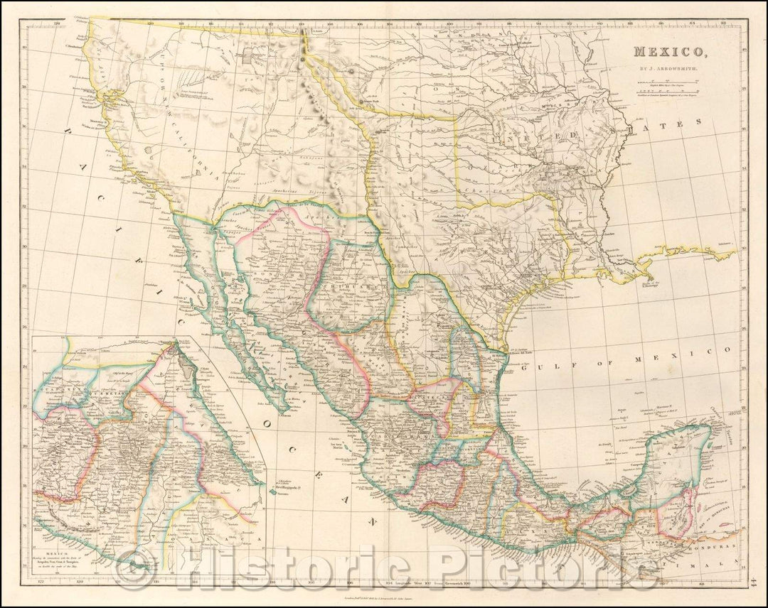 Historic Map - Mexico (Republic of Texas!), 1842, John Arrowsmith - Vintage Wall Art