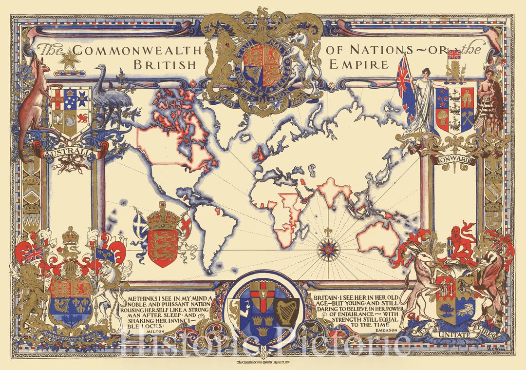 Historic Map : The Commonwealth of Nations or, The British Empire, 1937, Vintage Wall Decor