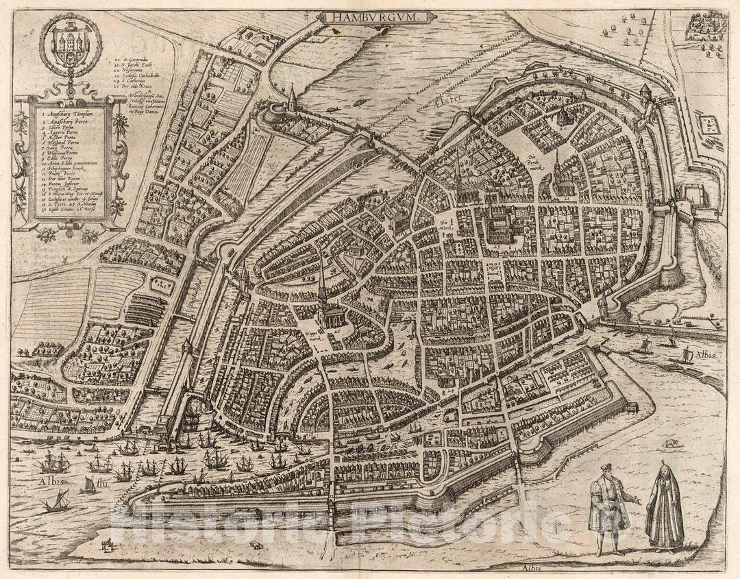 Historic Map : Vol IV (36) Hamburgum (Hamburg)., 1640, Vintage Wall Decor