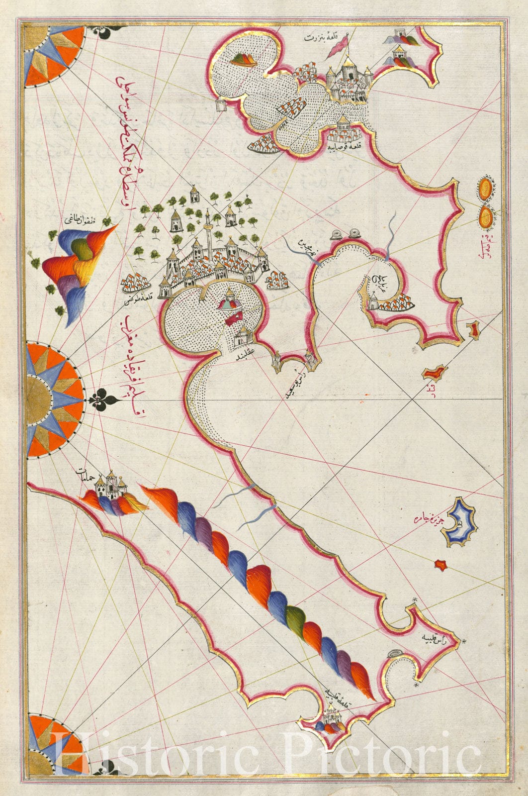 Historic Map : fol. 279b Tunisian coastline with the ports of Bizerte and Tunis as far as Kelibia, 1700, Vintage Wall Decor