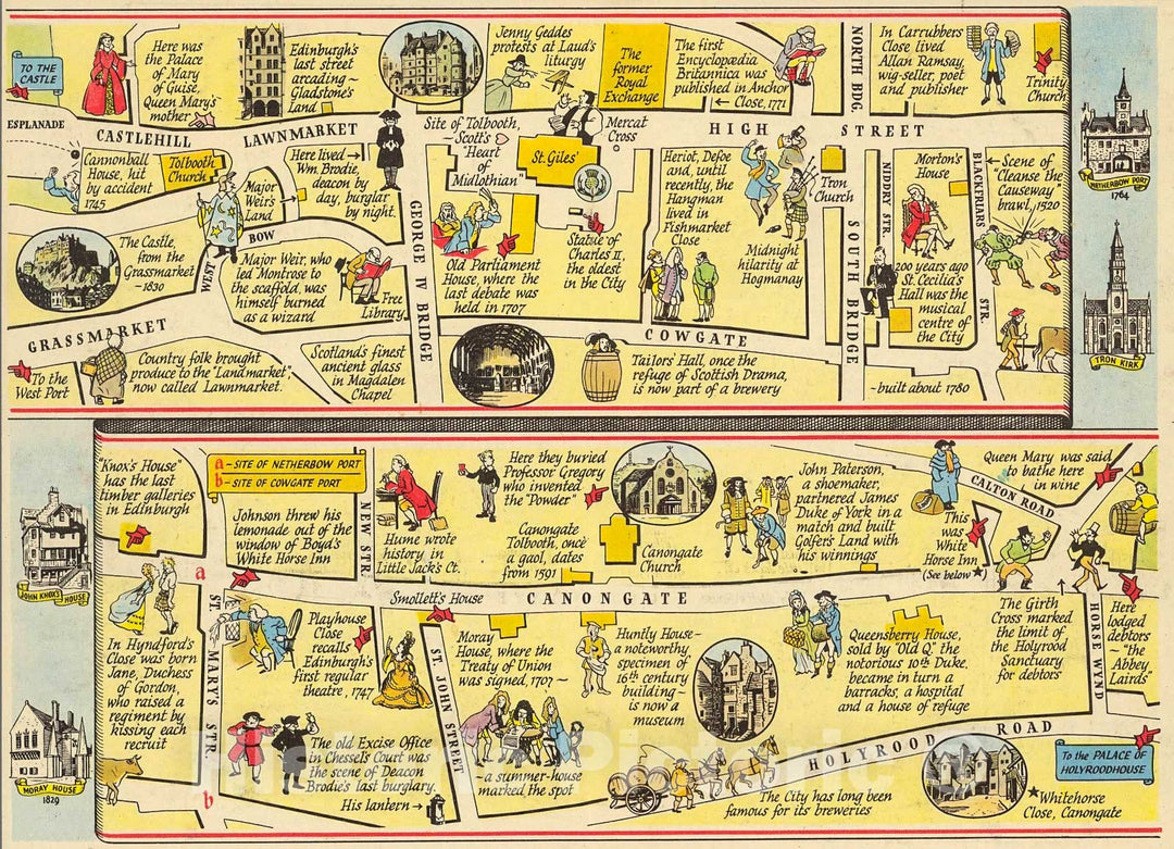 Historic Map : The Royal Mile Edinburgh, 1948, Vintage Wall Decor