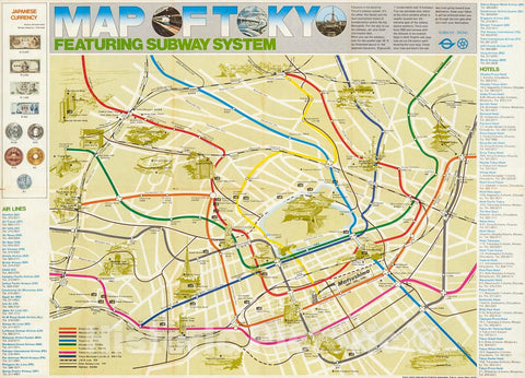 Historic Map : Map of Tokyo, featuring subway system, 1975, Vintage Wall Decor