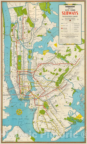 Historic Map : Hagstrom's map of New York subways, elevated lines, 1940, Vintage Wall Decor