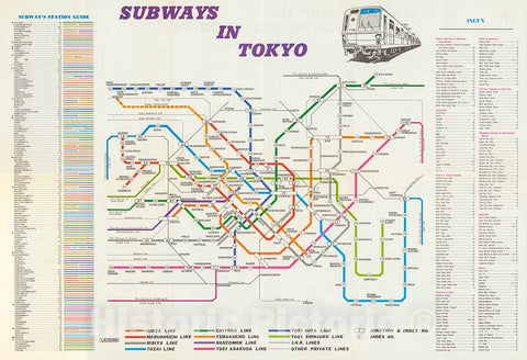 Historic Map : Subways in Tokyo, 1975, Vintage Wall Decor