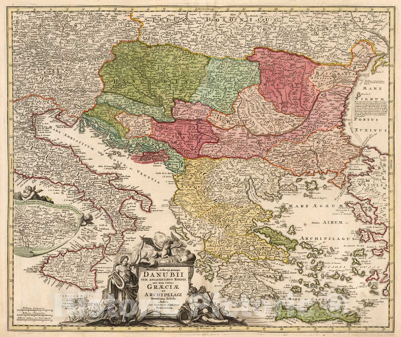 Historic Map : Danubii ... Graeciae et Archipelagi., 1716, Vintage Wall Decor