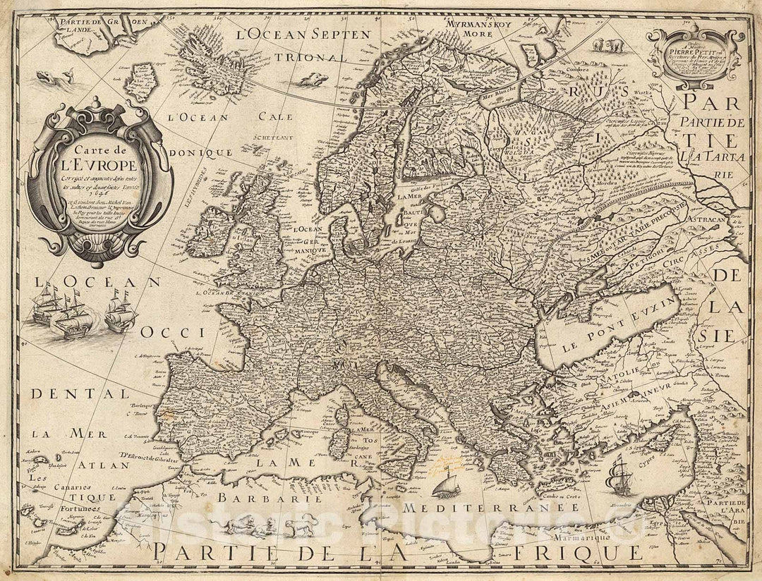 Historic Map : Carte de l'Europe, 1650, Vintage Wall Decor