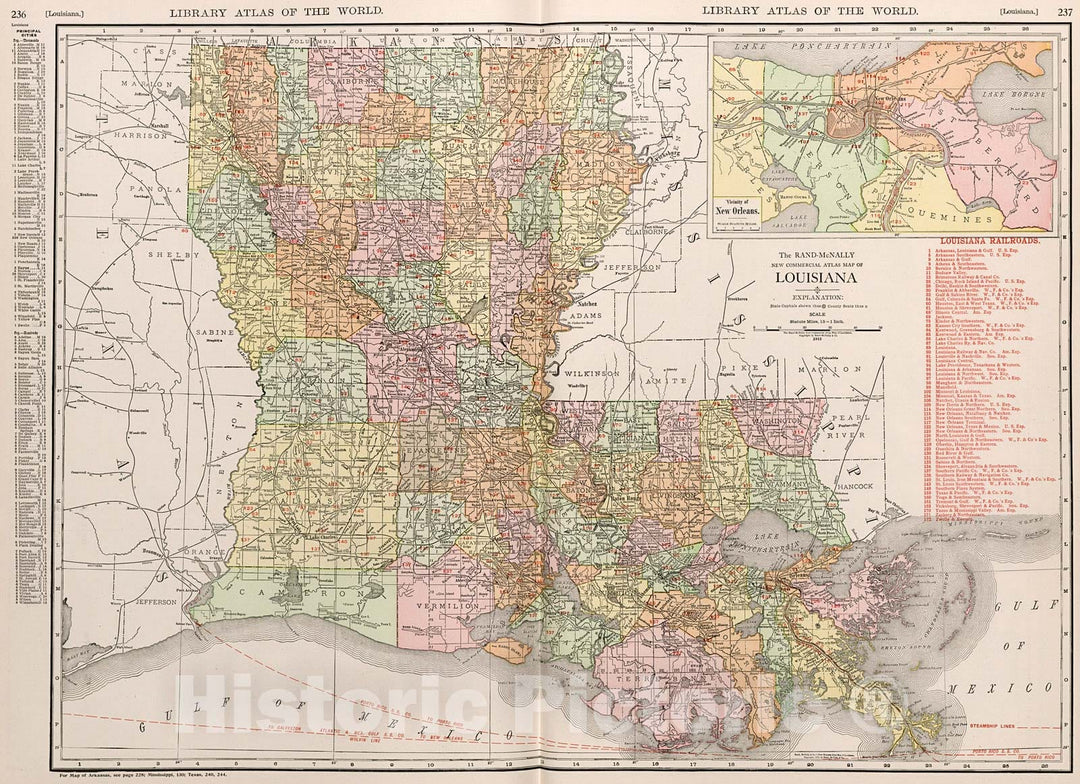 Historic Map : Louisiana., 1912, Vintage Wall Decor