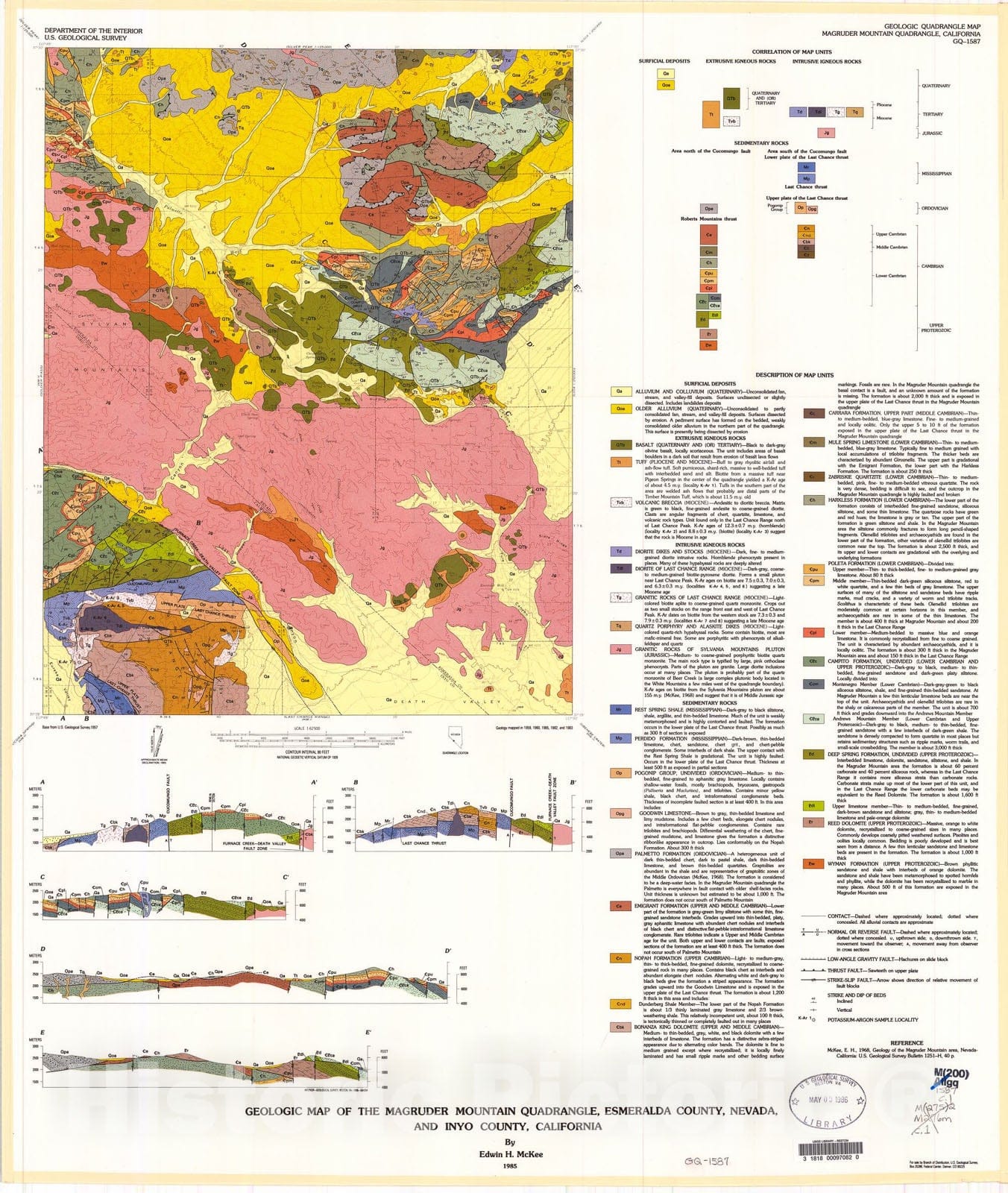 Map : Geologic map of the Magruder Mountain quadrangle, Esmeralda Coun ...