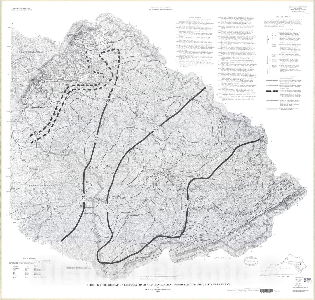 Map : Bedrock geologic map of Kentucky River Area Development District and vicinity, eastern Kentucky, 1977 Cartography Wall Art :