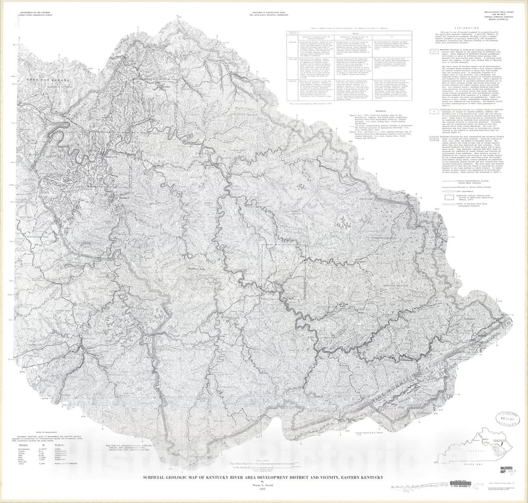 Map : Surficial geologic map of Kentucky River Area Development District and vicinity, eastern Kentucky, 1977 Cartography Wall Art :