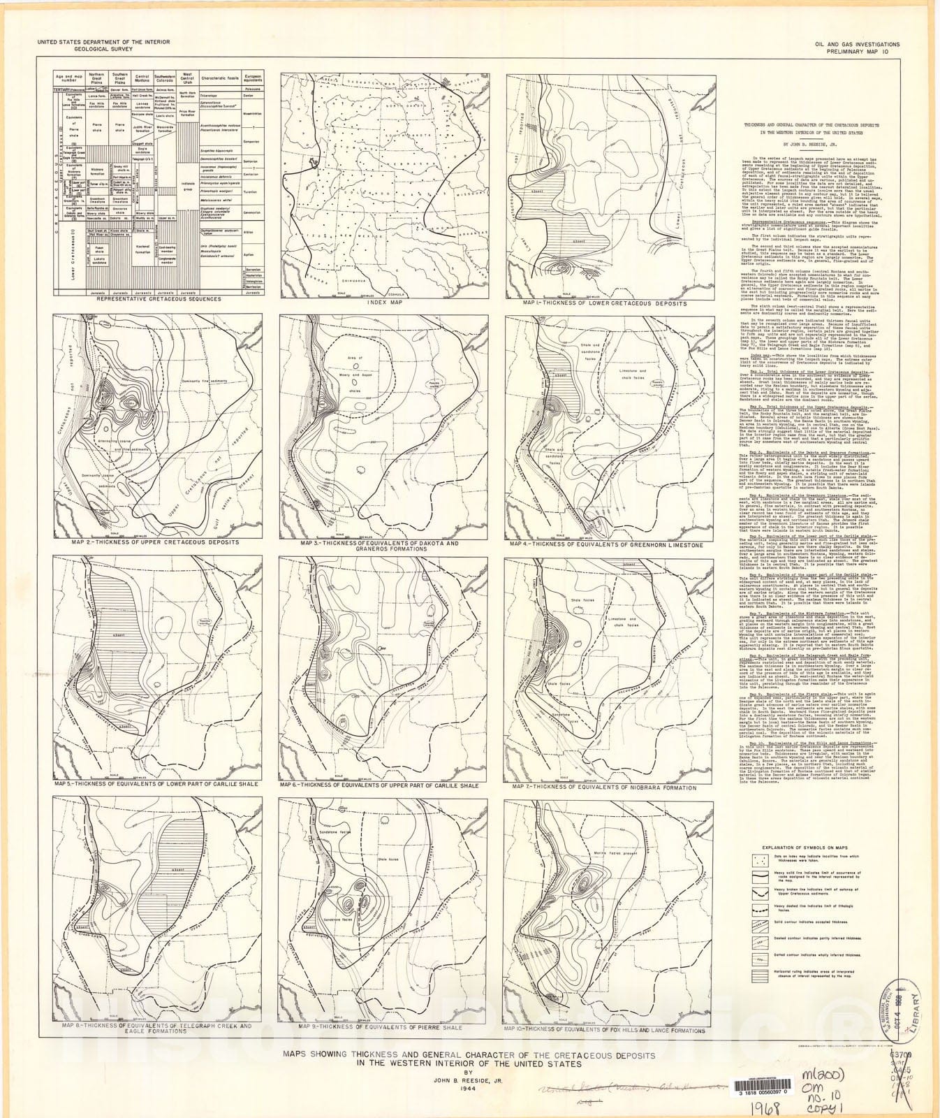 Map : Map showing thickness and general character of the Cretaceous de ...