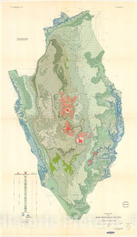 Map : Geologic map of the Henry Mountains region, Utah, 1952 Cartography Wall Art :