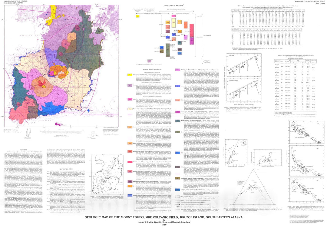Map : Geologic map of the Mount Edgecumbe volcanic field, Kruzof Island, southeastern Alaska, 1989 Cartography Wall Art :