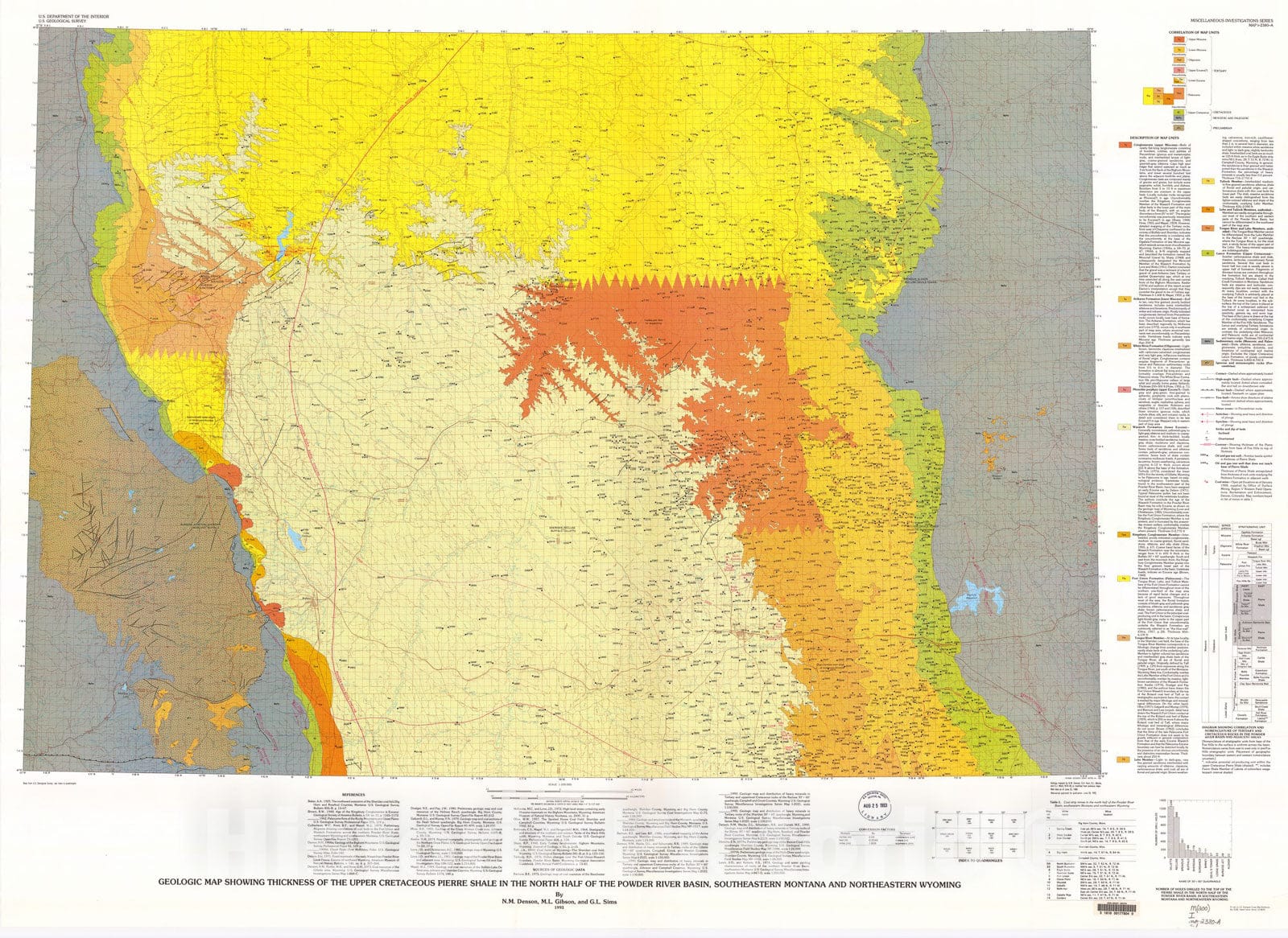 Map : Geologic map showing thickness of the Upper Cretaceous Pierre Sh ...