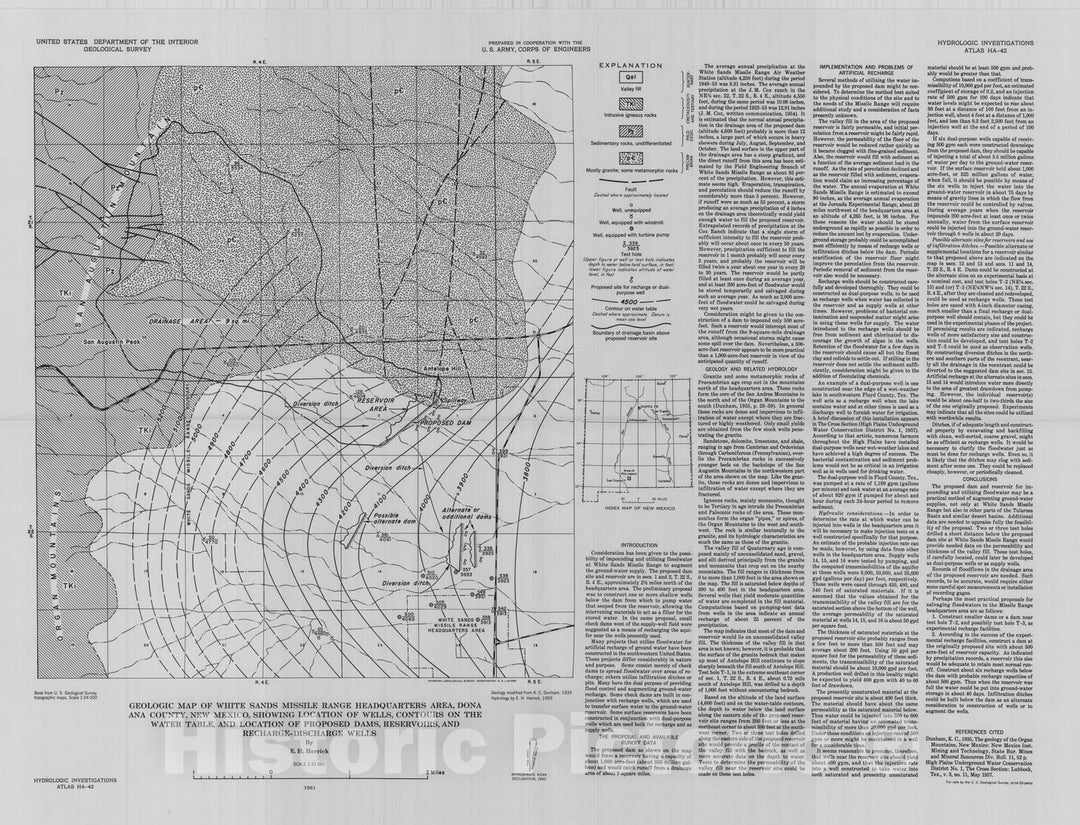 Map : Conservation of floodwater at White Sands Missile Range, Dona Ana County, New Mexico, 1961 Cartography Wall Art :