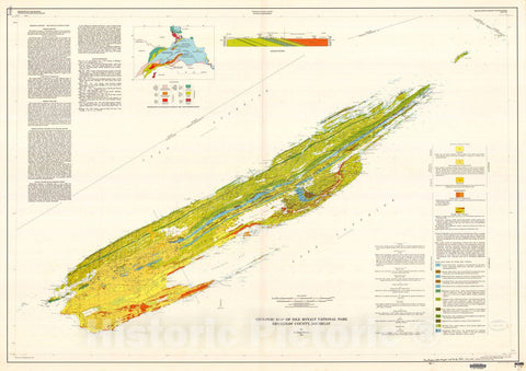 Map : Geologic map of Isle Royal National Park, Keweenaw County, Michigan, 1973 Cartography Wall Art :