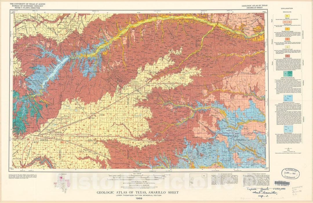 Map : Geologic atlas of Texas, Amarillo sheet (reprinted 1981 with limited revisions), 1969 Cartography Wall Art :