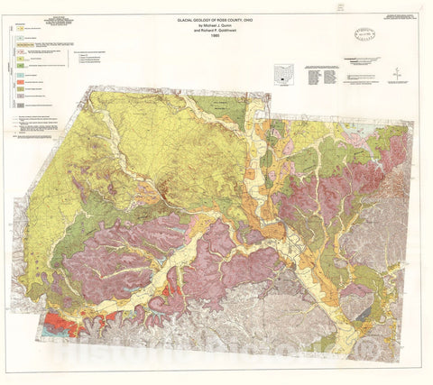 Map : Glacial geology of Ross County, Ohio, 1985 Cartography Wall Art :