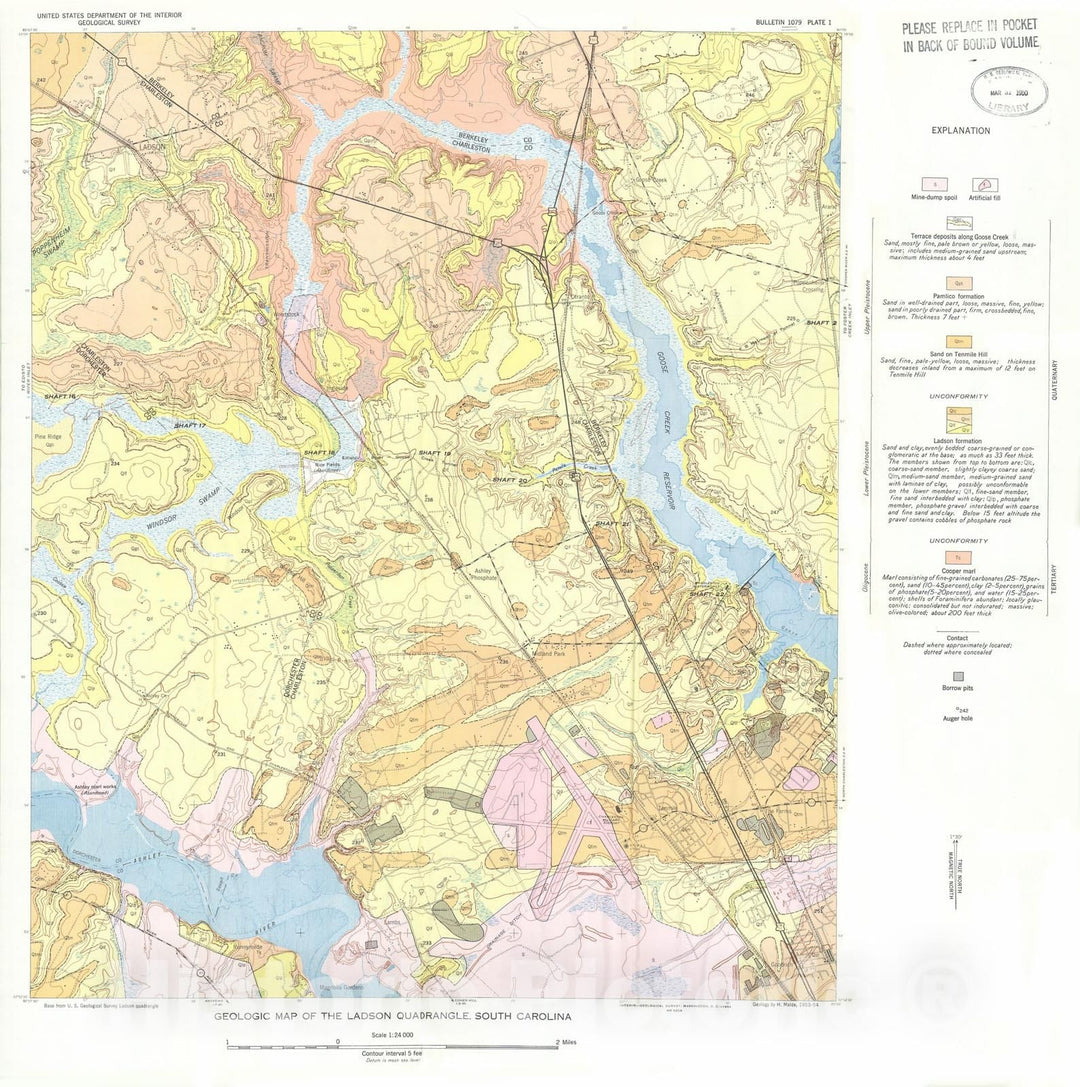 Map : Geology of the Charleston phosphate area, South Carolina, 1959 Cartography Wall Art :