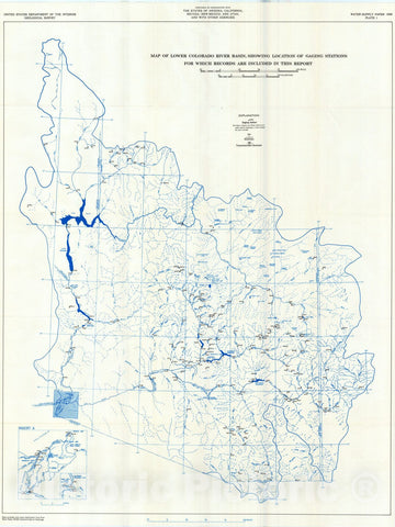 Map : Surface water supply of the United States, 1961-65, Part 9. Colorado River basin, Volume 3. lower Colorado River basin, 1970 Cartography Wall Art :