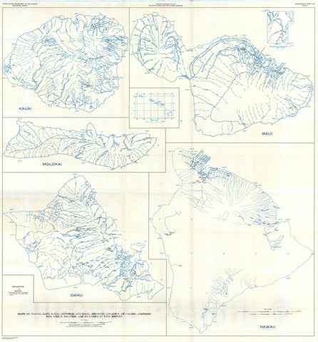 Map : Surface water supply of the United States, 1961-65, Part 16. Hawaii and other Pacific areas, 1971 Cartography Wall Art :