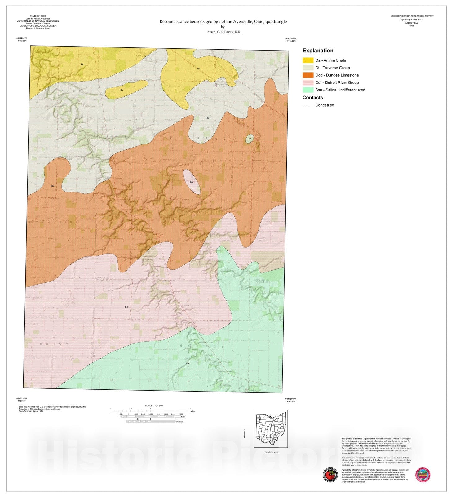 Map Reconnaissance bedrock geology of the Ayersville, Ohio, quadrang