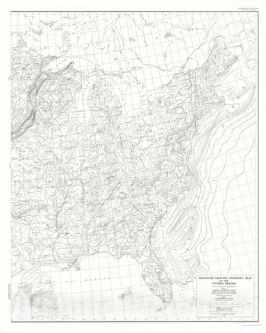 Map : Bouguer gravity anomaly map of the United States (exclusive of Alaska and Hawaii), 1964 Cartography Wall Art :