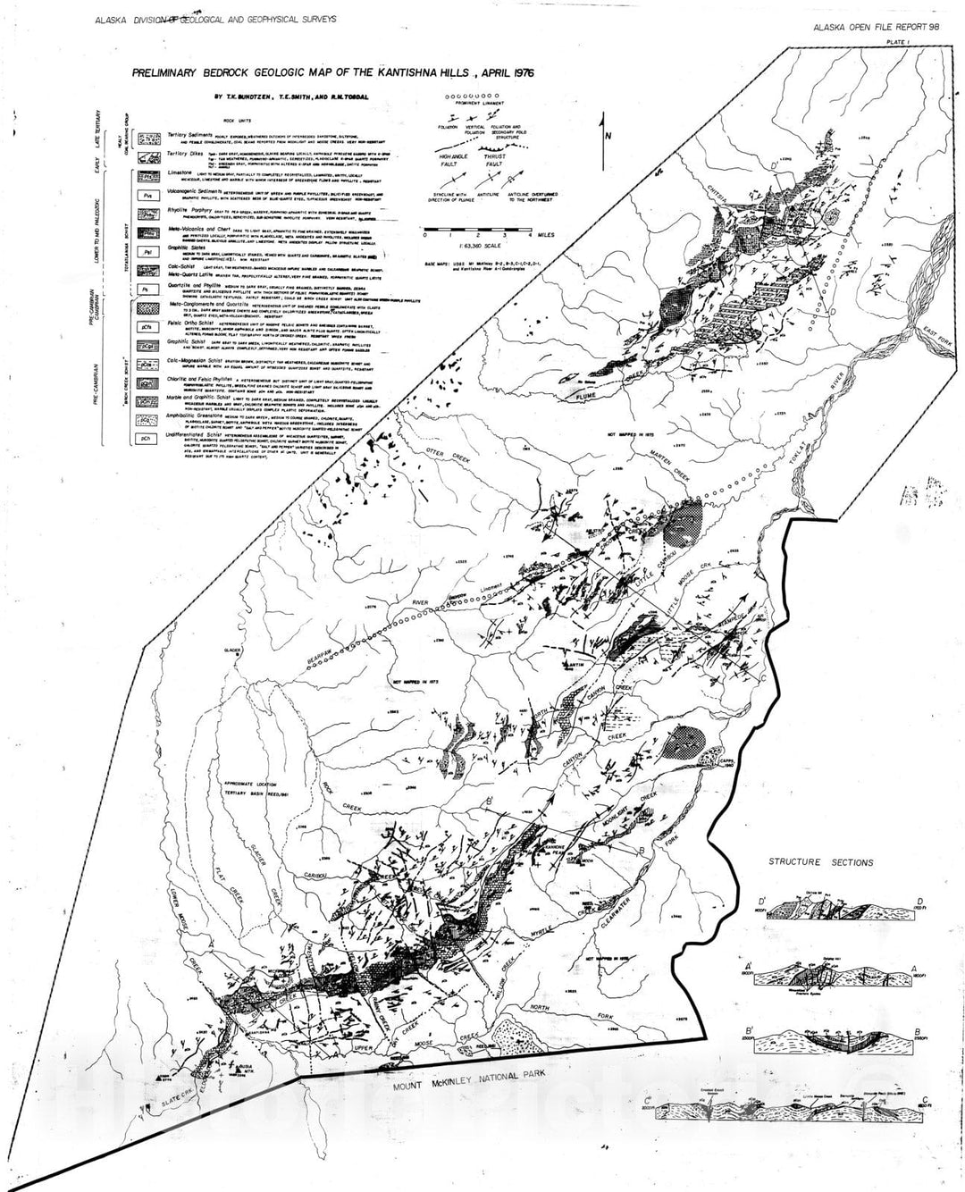 Map : Progress report: Geology and mineral deposits of the Kantishna Hills, 1976 Cartography Wall Art :