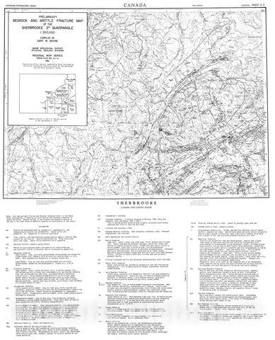 Map : Bedrock Geology of the State of Maine Portion of the Sherbrooke two Degree Quadrangle (1980) and Transverse Faults in the East Centr, 1981 Cartography Wall Art :