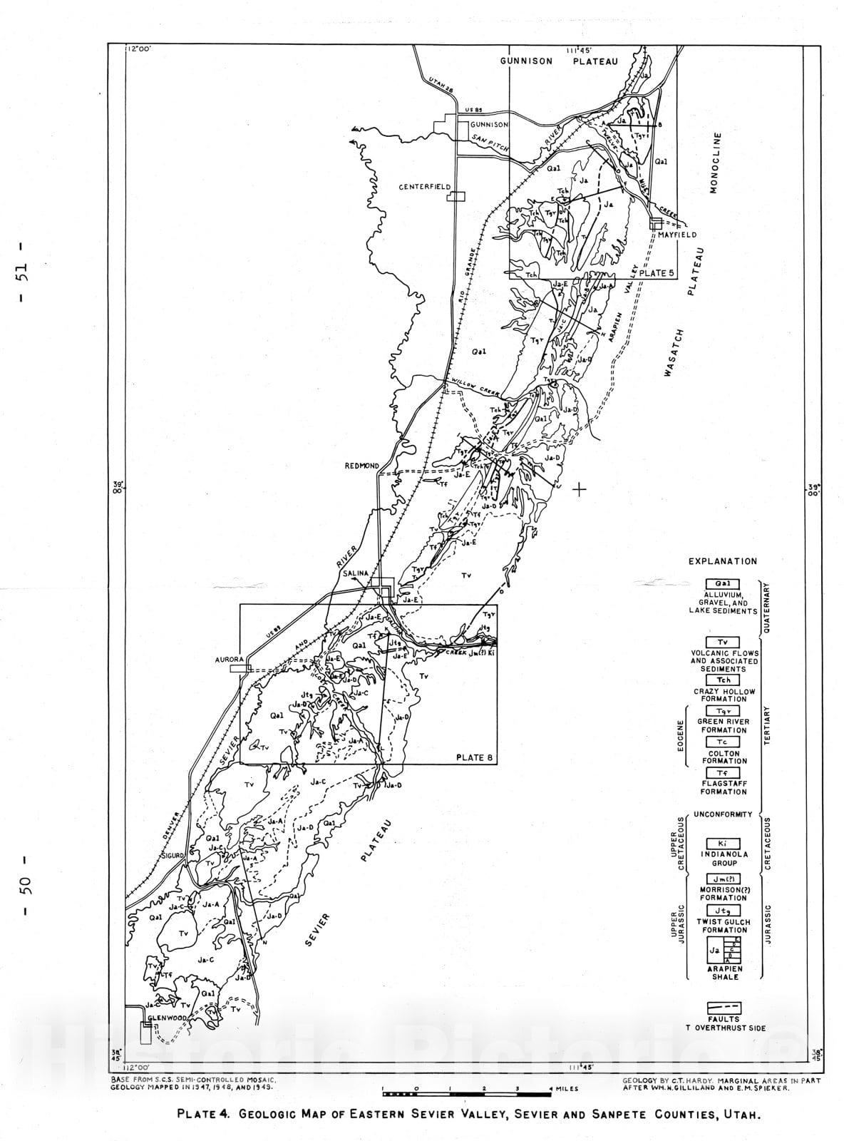 Map of Eastern Sevier Valley