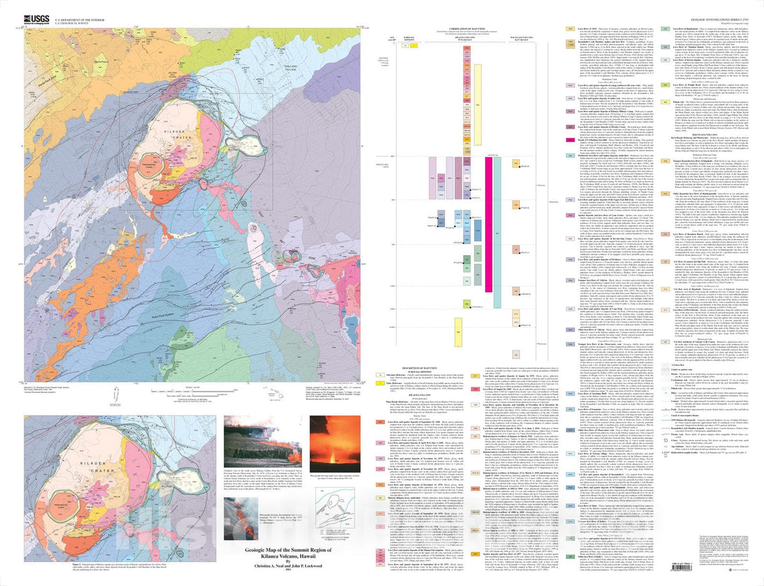 Map : Geologic map of the summit region of Kilauea Volcano, Hawaii, 2004 Cartography Wall Art :