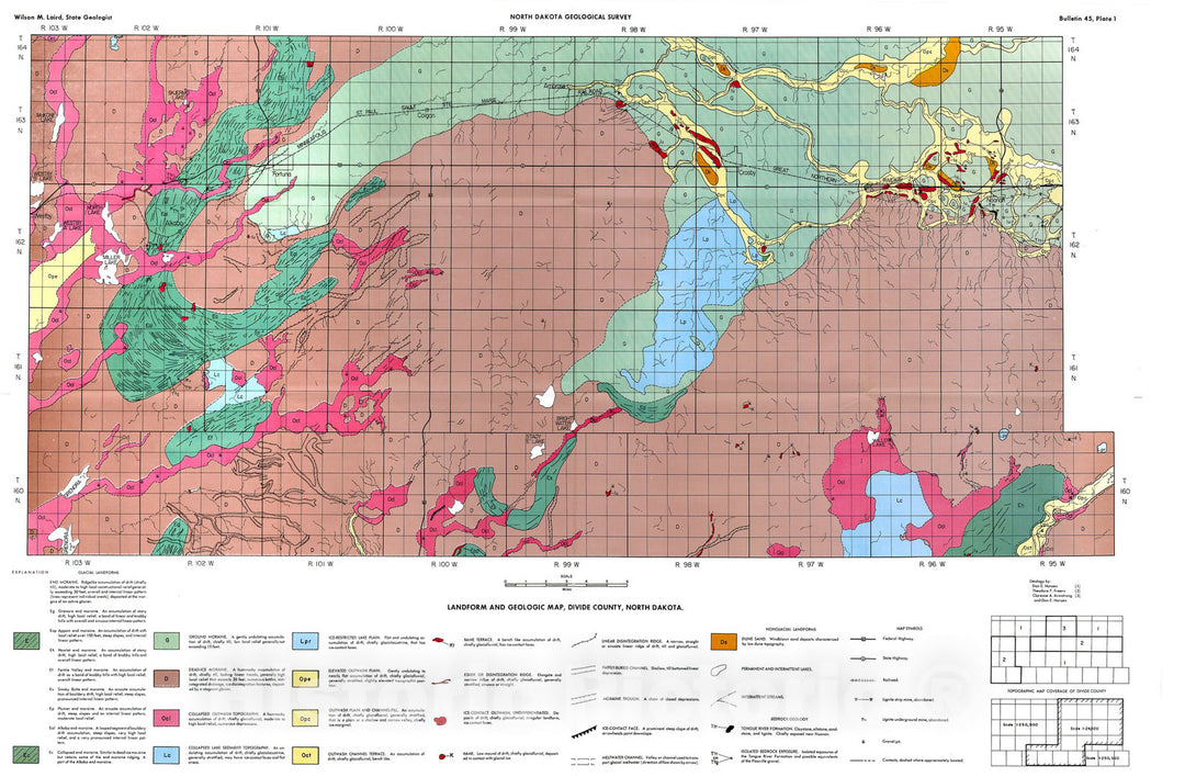 Map : Geology and ground water resources Divide County, North Dakota: part I, geology, 1967 Cartography Wall Art :