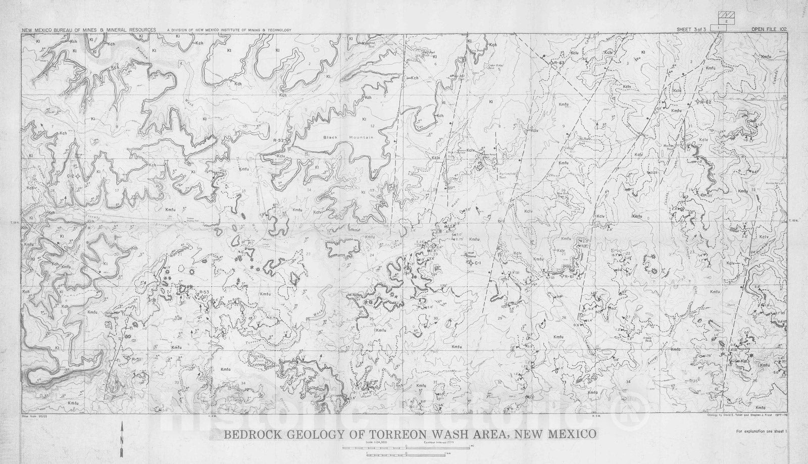Map Bedrock geology of Torreon Wash area, New Mexico [Sheet 3], 1979 Historic Pictoric