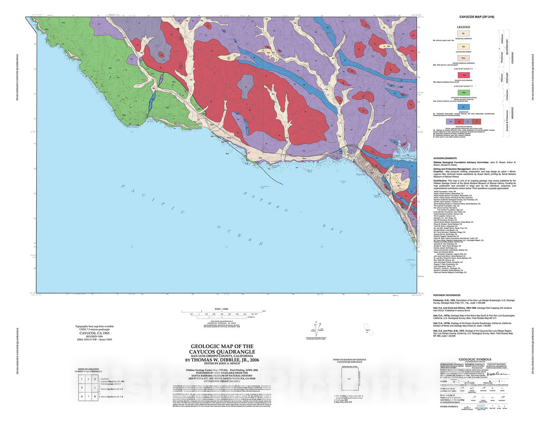 Map : Geologic map of the Cayucos quadrangle, San Luis Obispo County, California, 2006 Cartography Wall Art :
