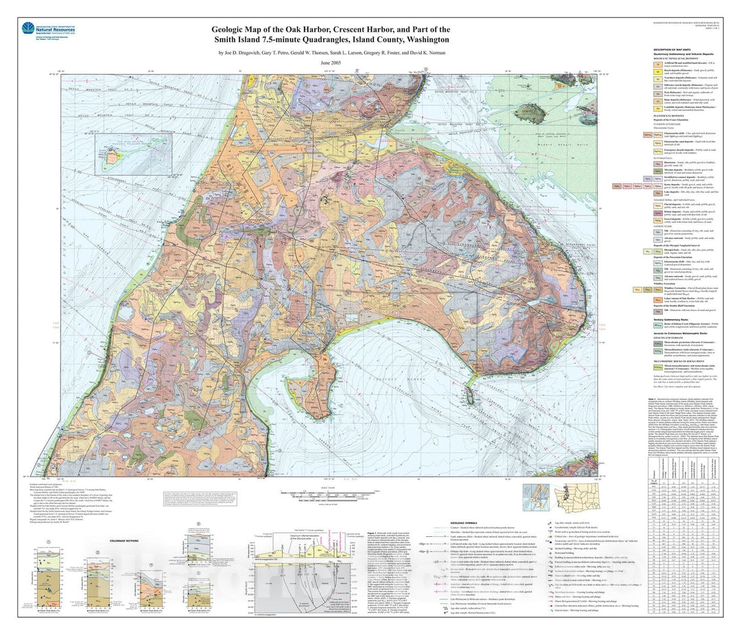 Map : Geologic map of the Oak Harbor, Crescent Harbor, and part of the Smith Island 7.5-minute quadrangles, Island County, Washington, 2005 Cartography Wall Art :